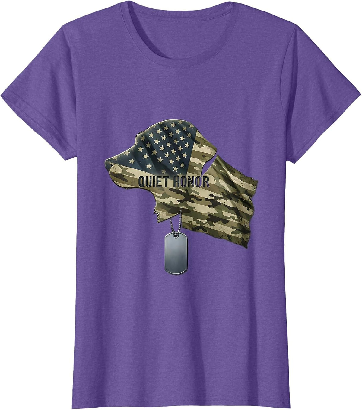 Quiet Honor Distressed Military Veteran Patriotic T-Shirt - Purple Heather