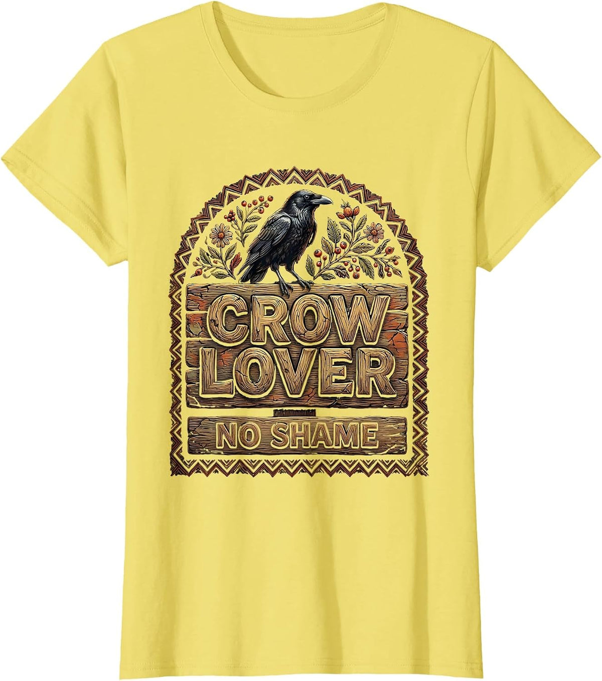 Crow Lover No Shame Bold Bird Design T-Shirt - Lemon Yellow