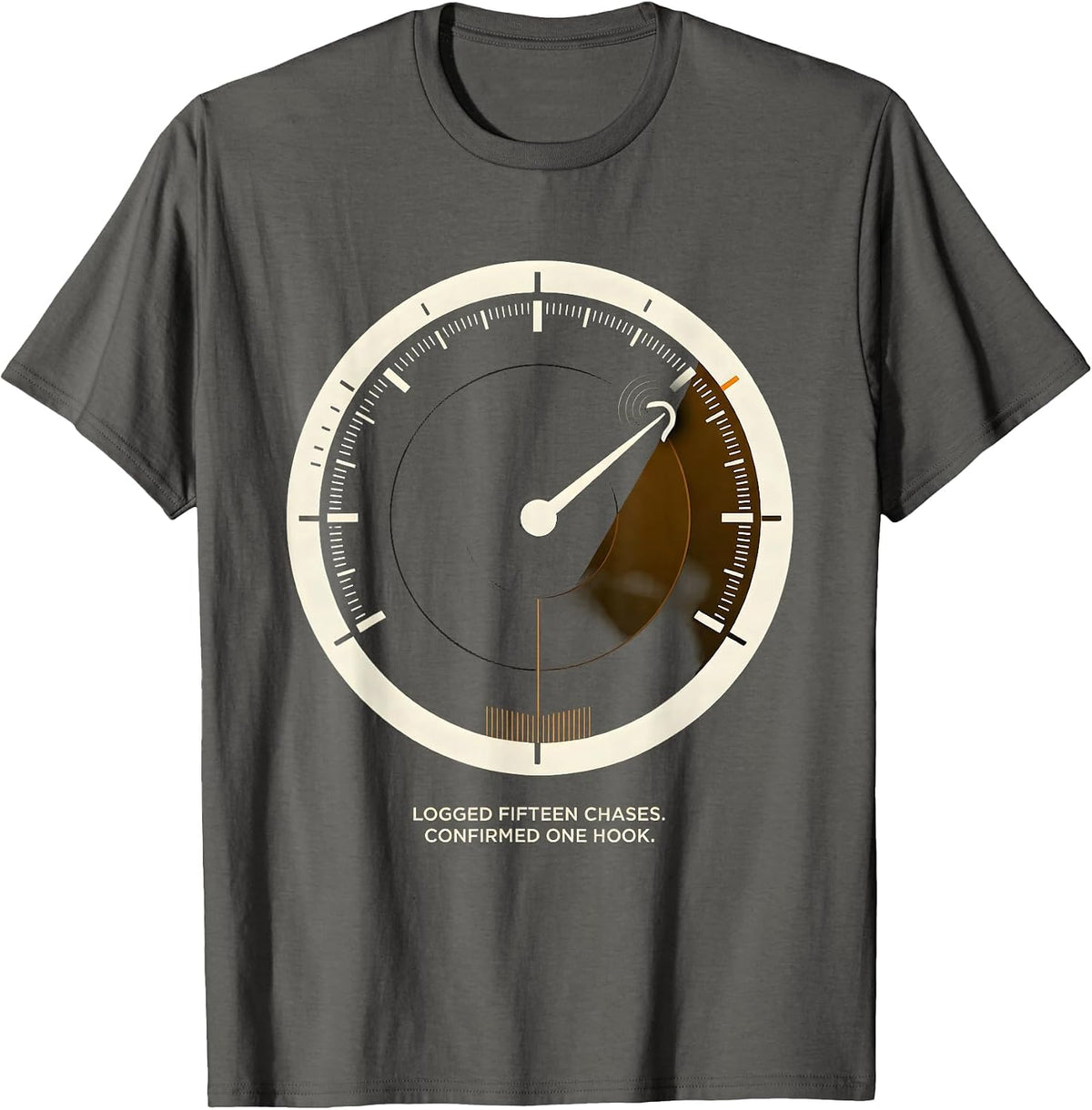 Men's Logged Fifteen Chases Confirmed One Hook Storm Chaser T-Shirt - Asphalt Grey