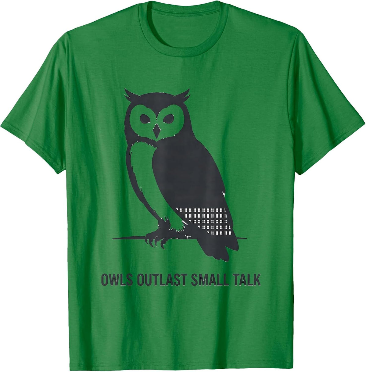 Men's Owls Outlast Small Talk Vintage Forest Wildlife Nature Retro T-Shirt - Kelly Green