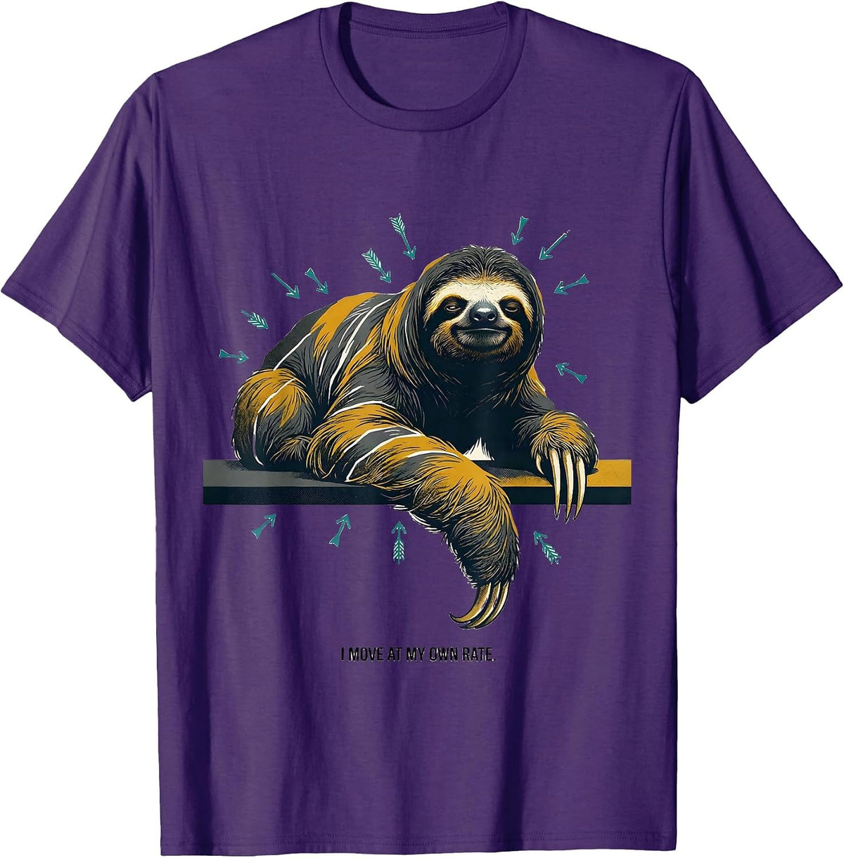 I Move At My Own Rate Funny Sloth Lover Gift T-Shirt - Purple