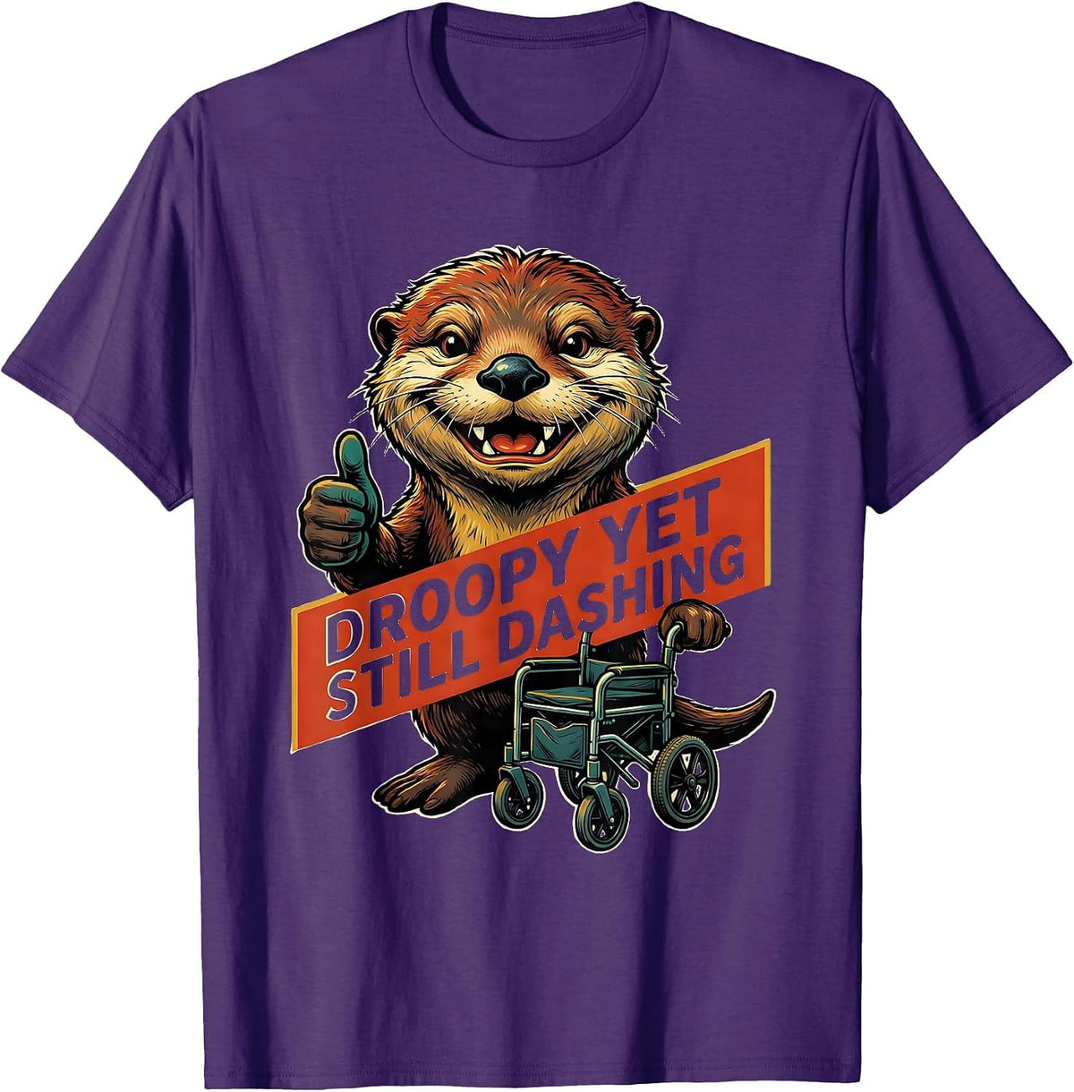 Droopy Yet Still Dashing Funny Retro Advertising Mascot T-Shirt - Purple