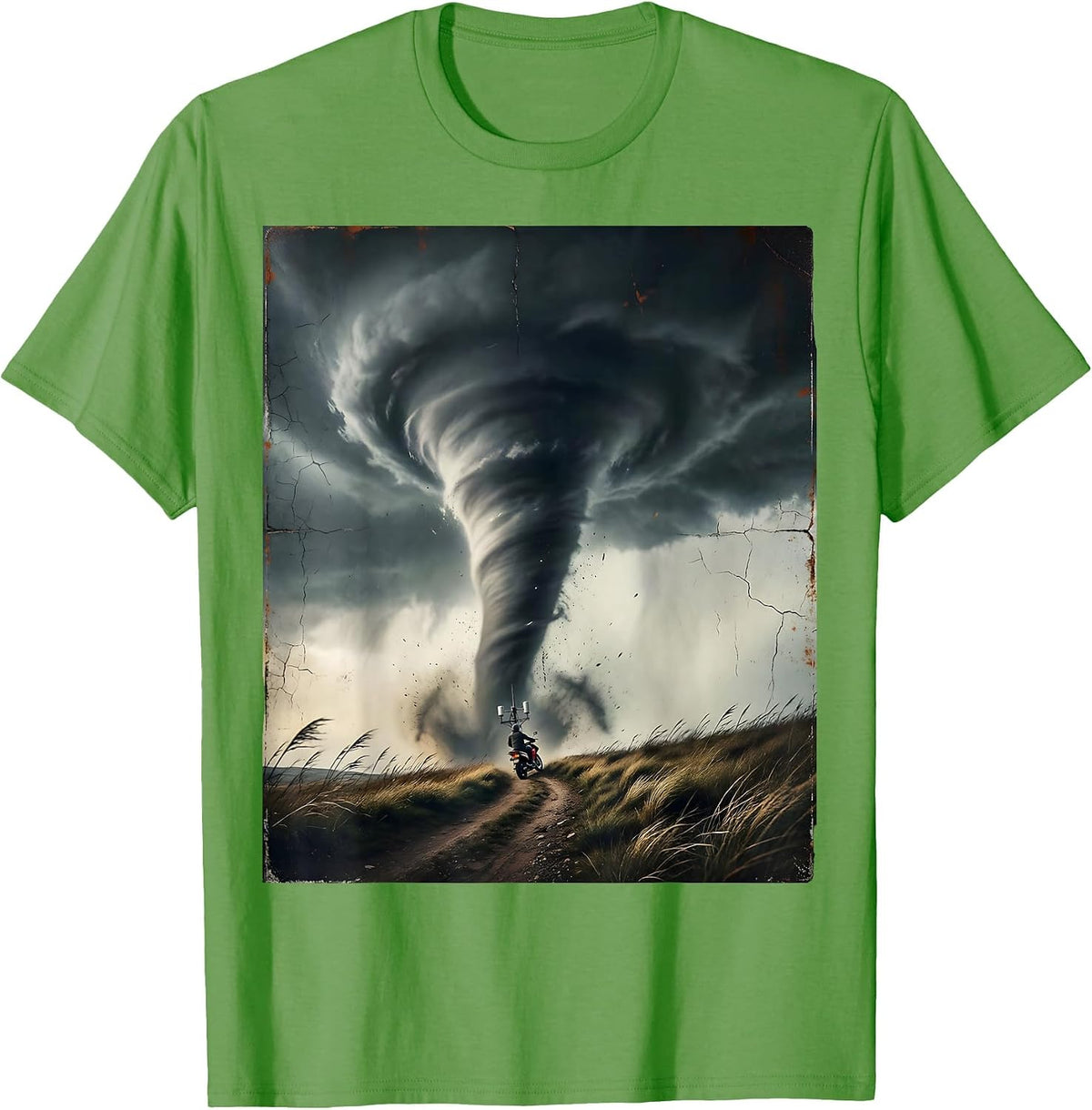 Men's Towering Tornado Storm Chaser Meteorology Enthusiast T-Shirt - Grass Green