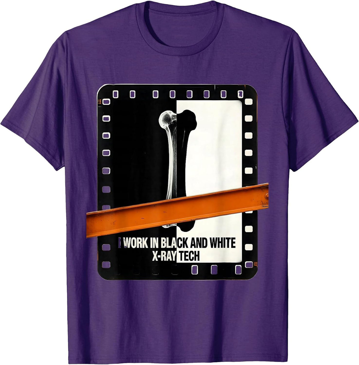 I Work In Black And White — X-Ray Tech Radiology Rad Tech T-Shirt - Purple