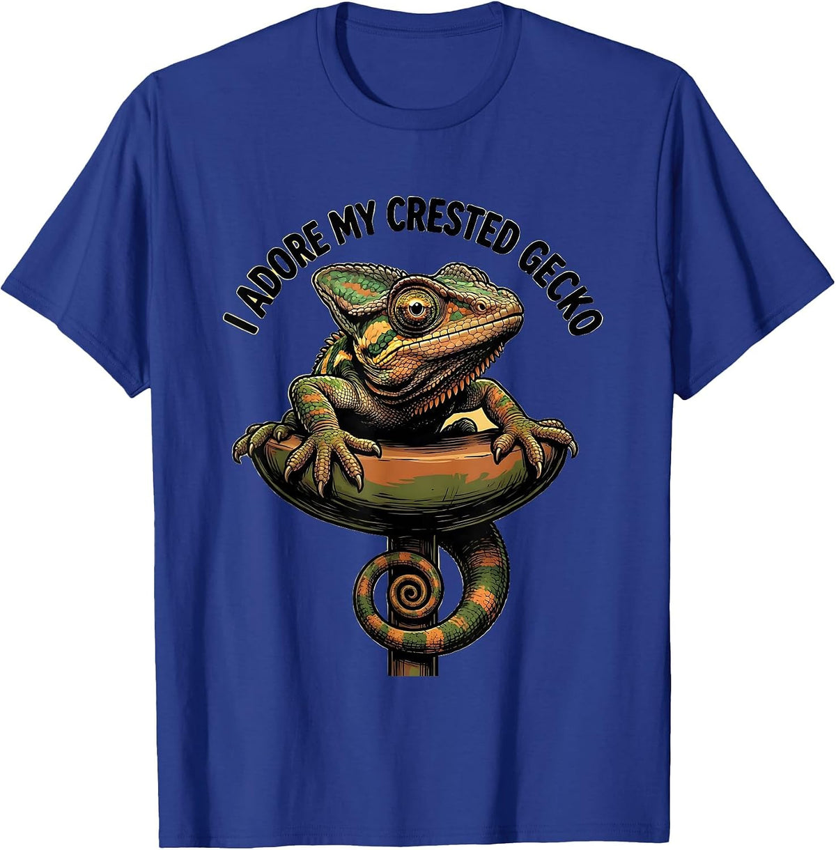 Men's I Adore My Crested Gecko Cute Cartoon Reptile Lover Novelty T-Shirt - Royal Blue