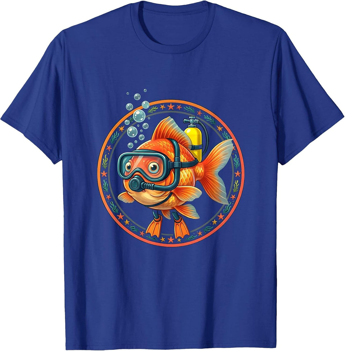 Goldfish Scuba Diver Funny Underwater Adventure T-Shirt - Royal Blue