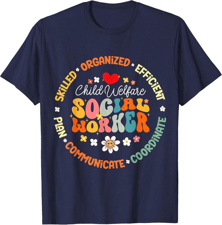 Child Welfare Social Worker Appreciation Week Back School T-Shirt - Navy Blue