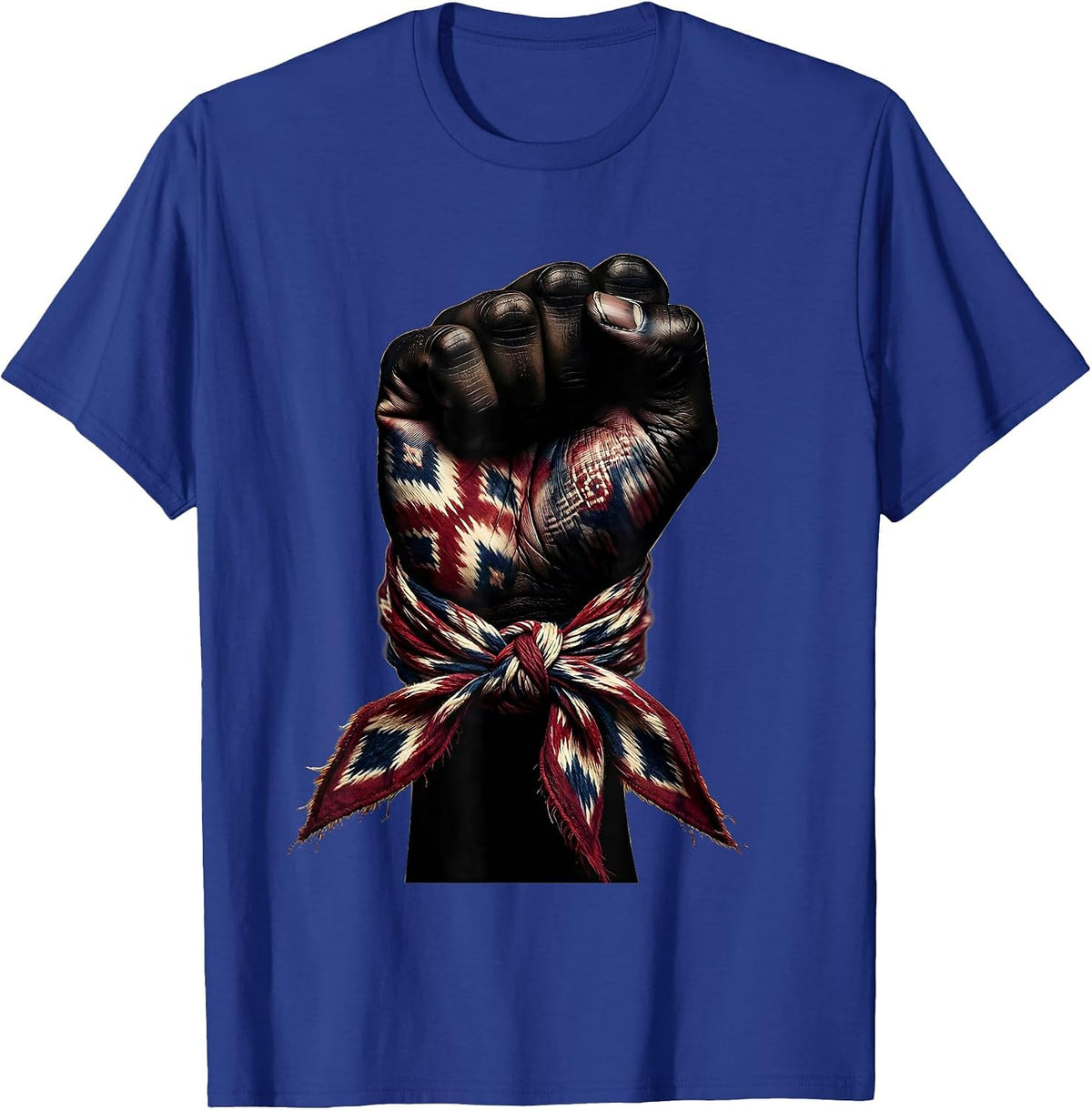 Men's Bandana Wrapped Fist Graphic Design T-Shirt - Royal Blue