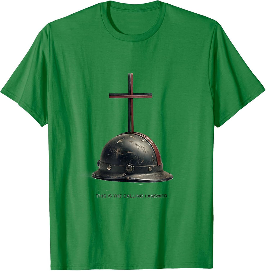 Men's This Is The Calling I Answer Faith Firefighter Humor Gift T-Shirt - Kelly Green