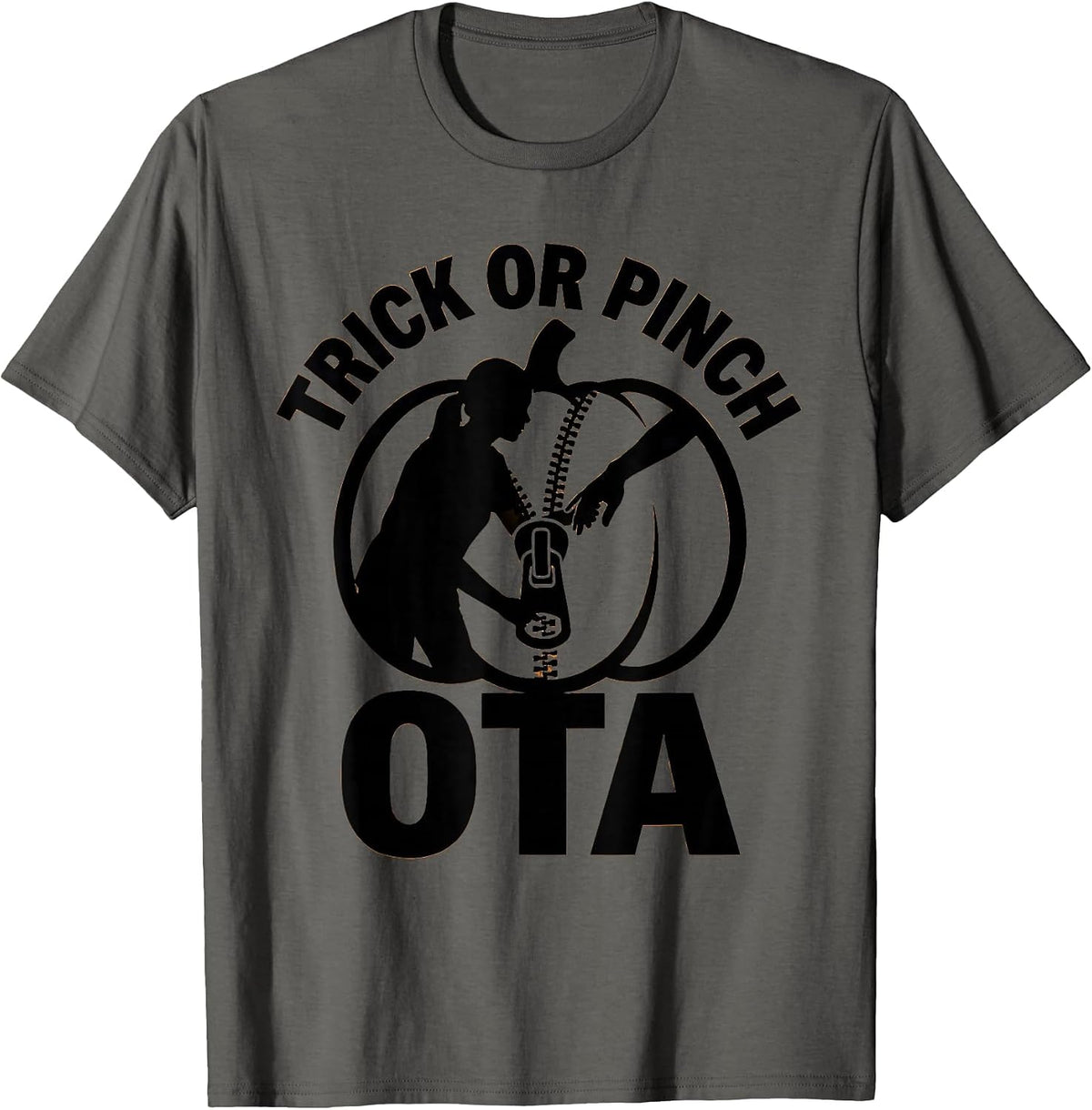 Men's Trick Or Pinch OTA Physical Therapy Halloween Therapist T-Shirt - Asphalt Grey