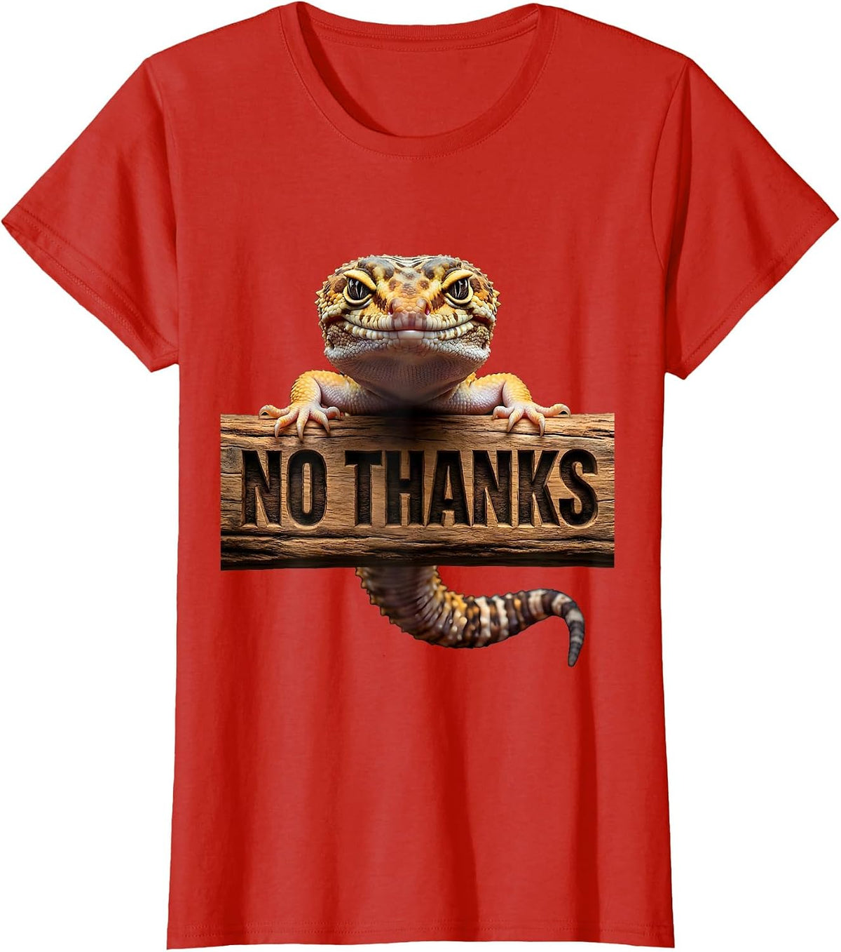 No Thanks Funny Leopard Gecko Reptile Lover Gift T-Shirt - Red