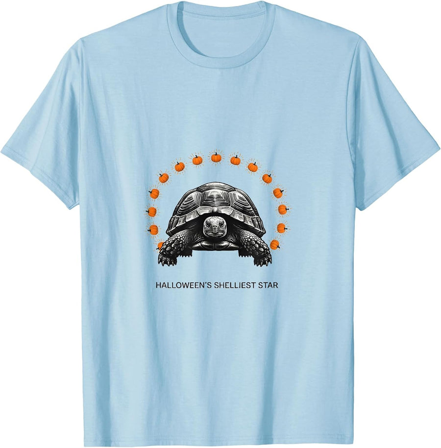 Men's Halloween's Shelliest Star Minimalist Turtle Costume Novelty T-Shirt - Baby Blue