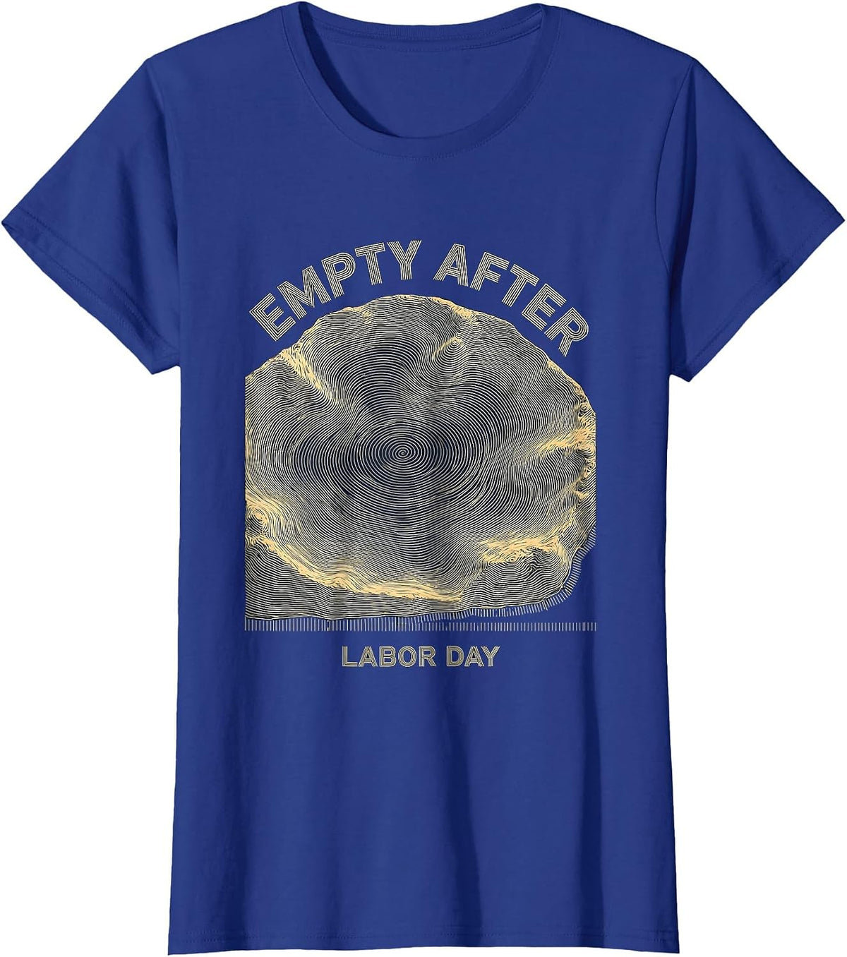 Women's Empty After Labor Day Bathymetric Lake Map Regional Pride T-Shirt - Royal Blue