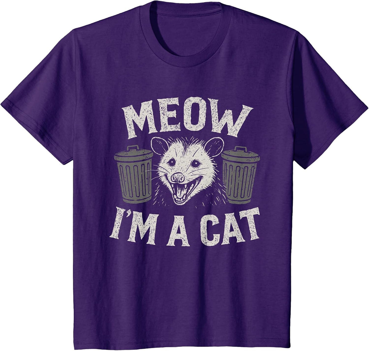 Meow I'm A Cat - Funny Possum Humor Opossum Lover T-Shirt - Purple