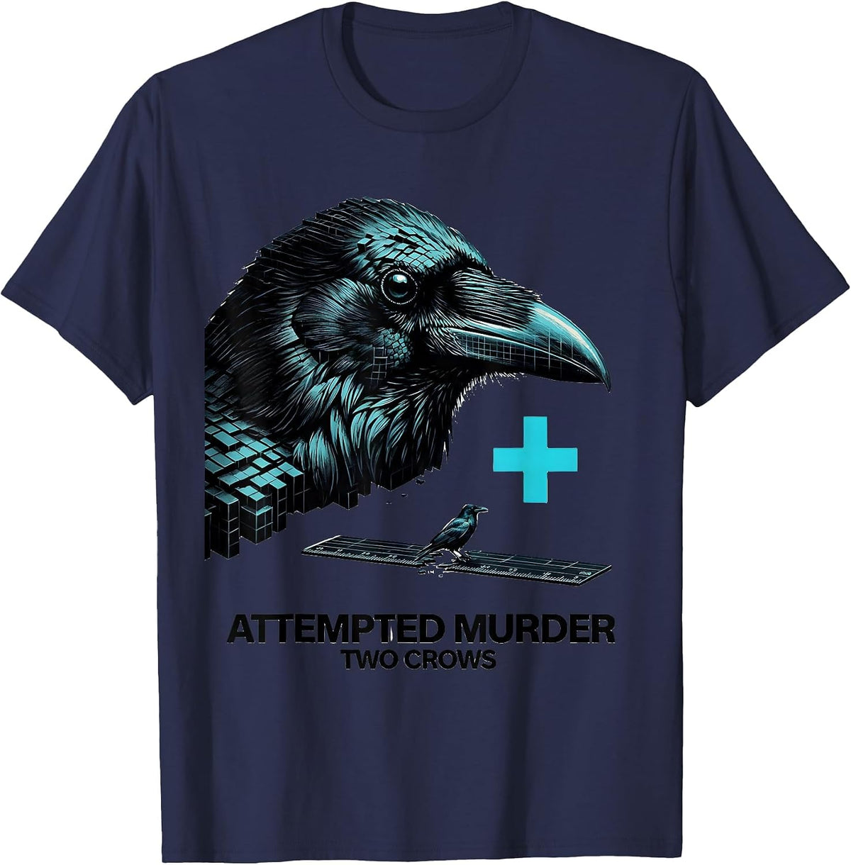 Men's Attempted Murder Two Crows Dark Humor Crow Lover Gift T-Shirt - Navy Blue