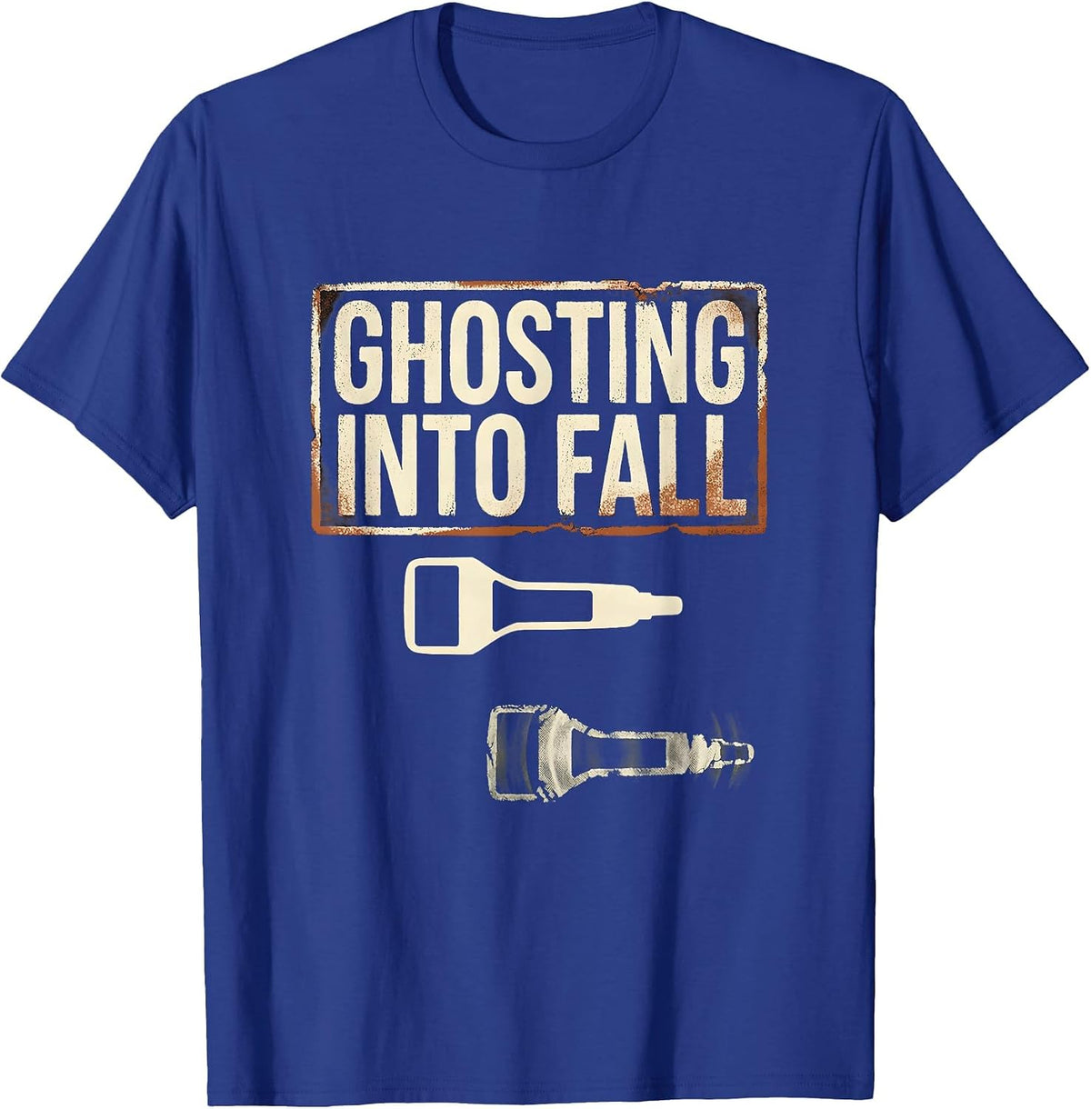 Men's Ghosting Into Fall Rubber Stamp Sonographer Halloween Humor T-Shirt - Royal Blue