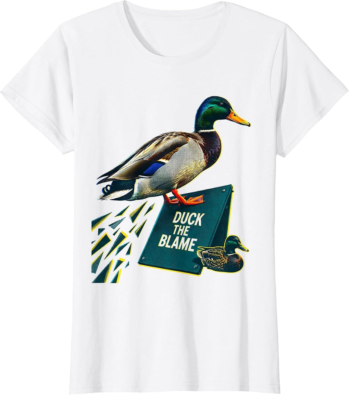 Duck The Blame Risograph Duck Hunting Dad Humor Gift T-Shirt - White