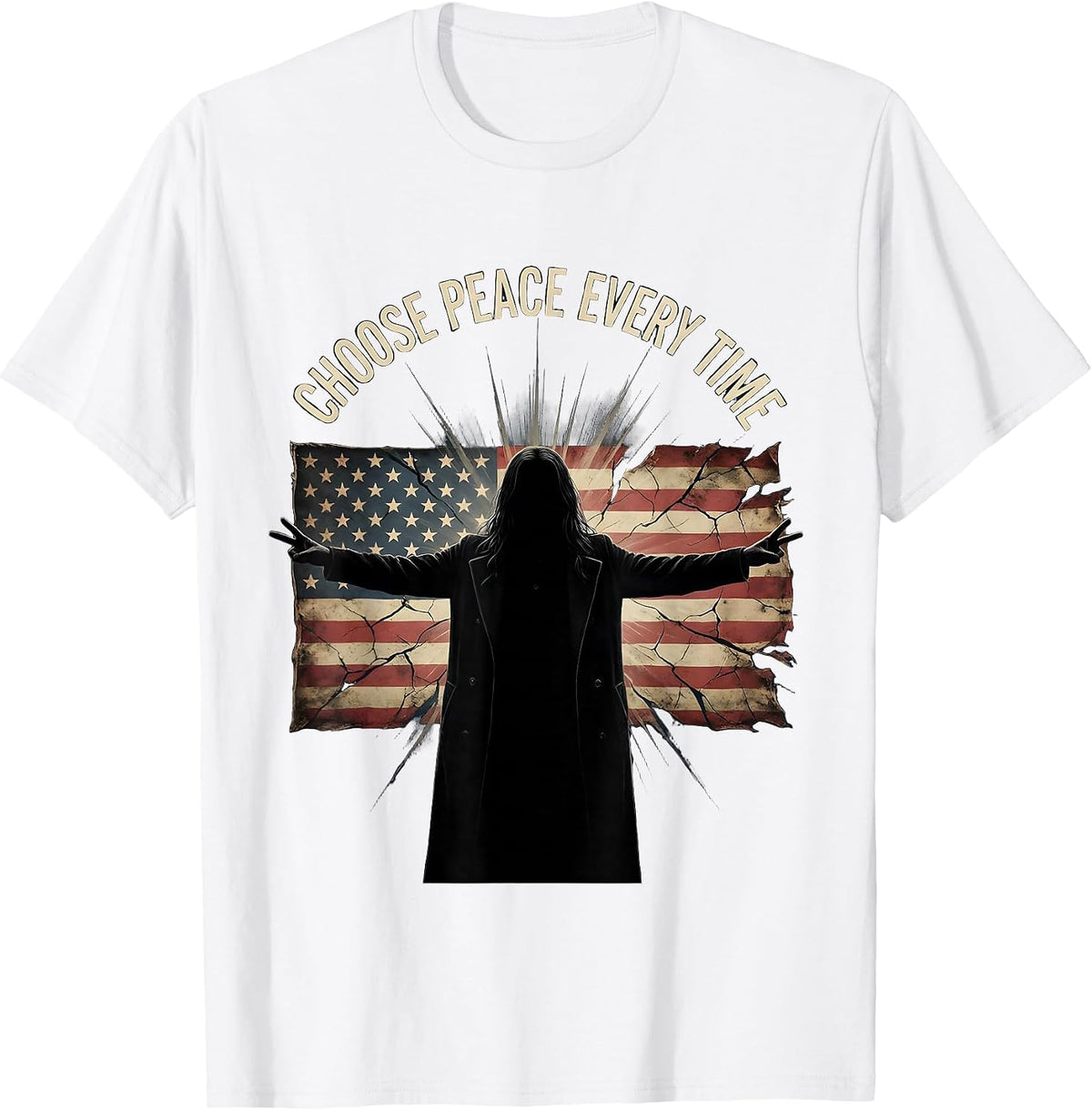 Men's Choose Peace Every Time Hippie Design T-Shirt - White