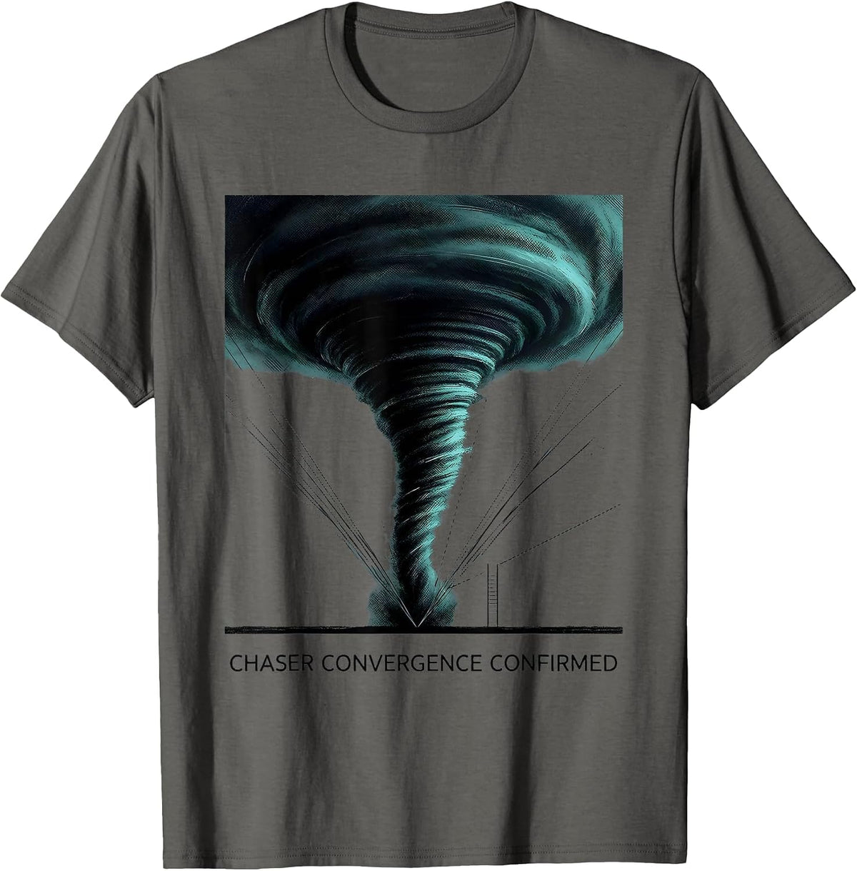 Men's Chaser Convergence Confirmed Tornado Storm Chaser Weather T-Shirt - Asphalt Grey