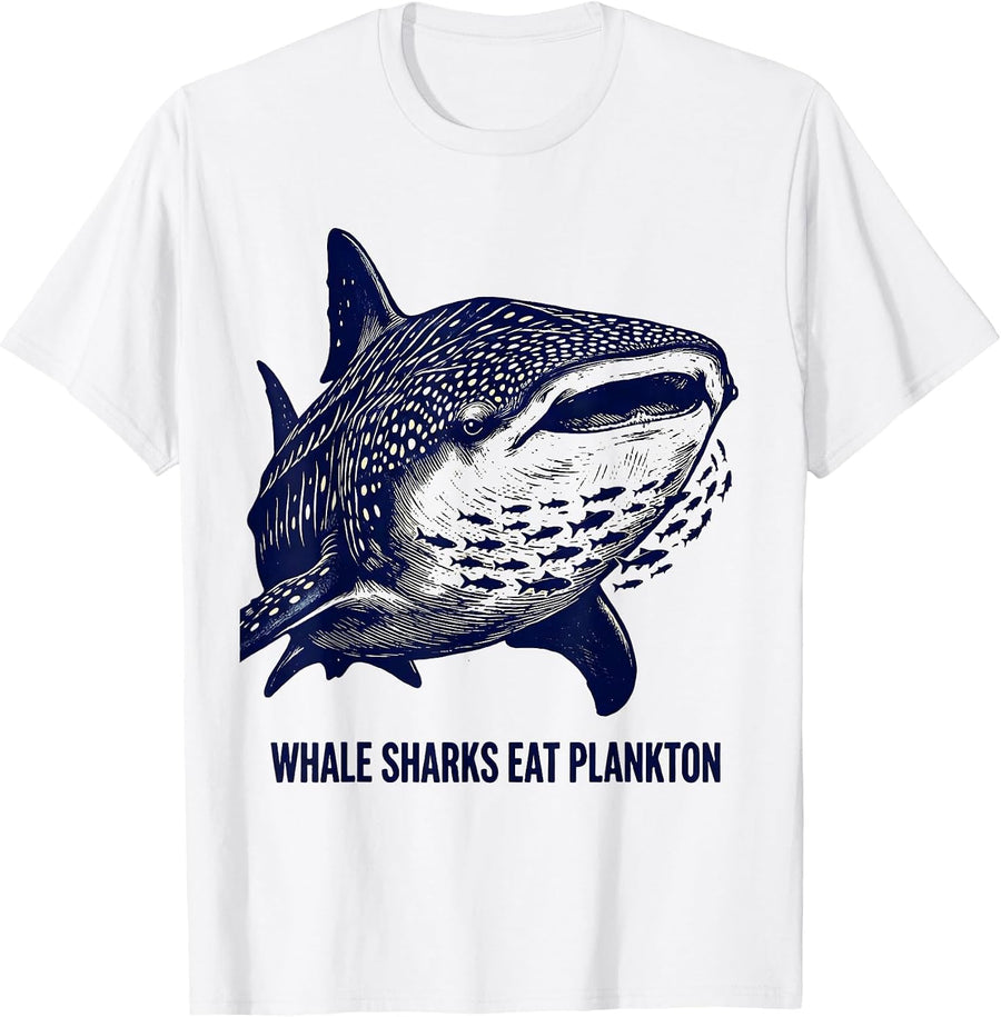 Men's Whale Sharks Eat Plankton Funny Shark Lover Ocean Animal T-Shirt - White