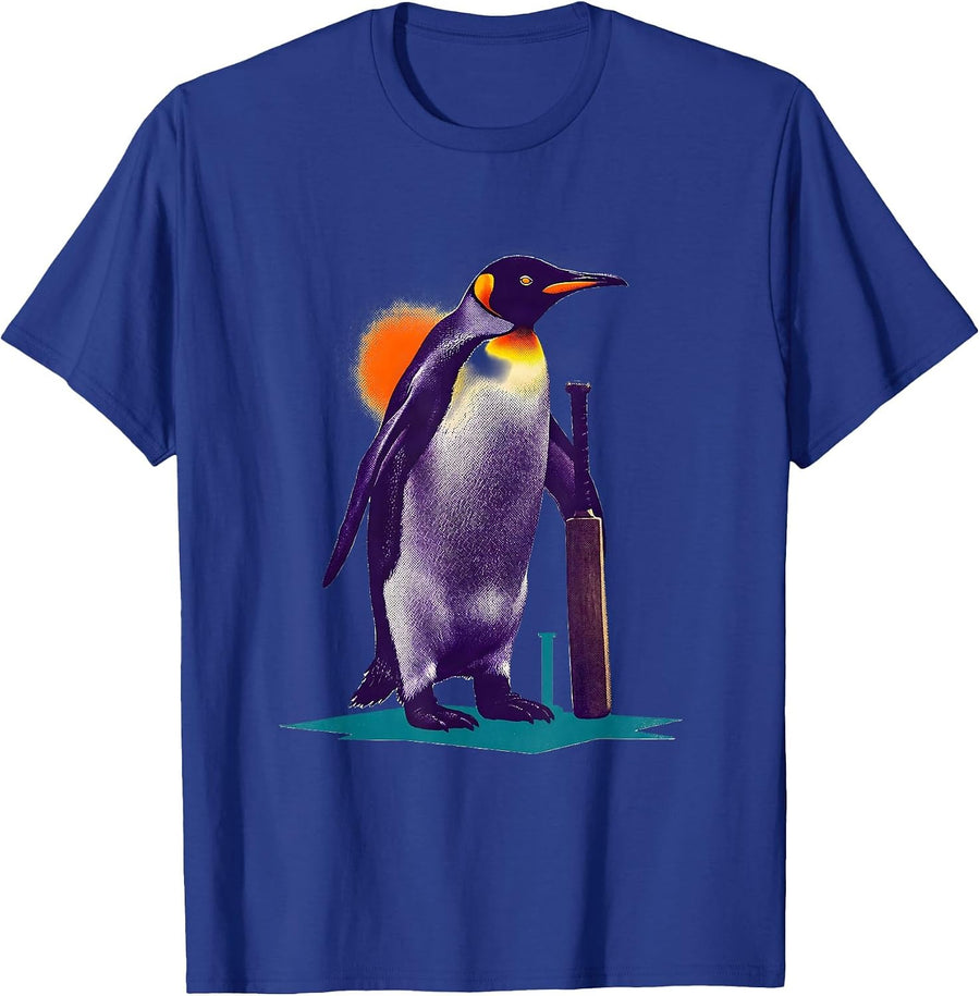 Flight Was Never An Option Penguin Cricket Bat Humor T-Shirt - Royal Blue