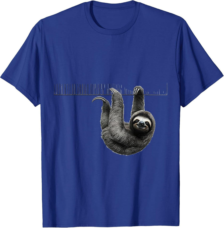 Ruler Sloth Minimalist Funny Sloth Lover Gift T-Shirt - Royal Blue