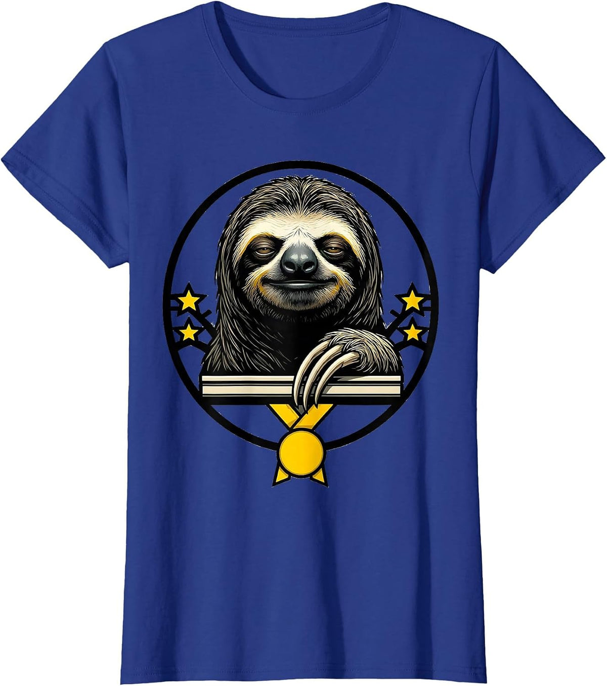 Women's Sloth Stencil Funny Sloth Lover Gift T-Shirt - Royal Blue