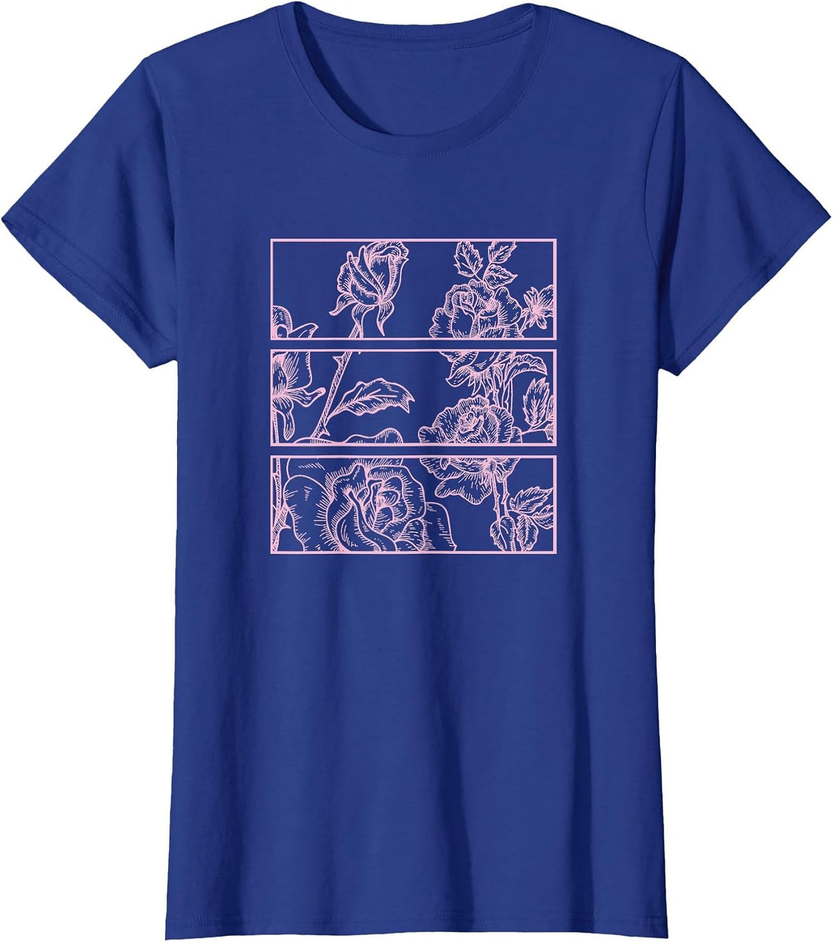 Pink Roses Kawaii Aesthetic Soft Grunge Pastel Goth e-Girl T-Shirt - Royal Blue