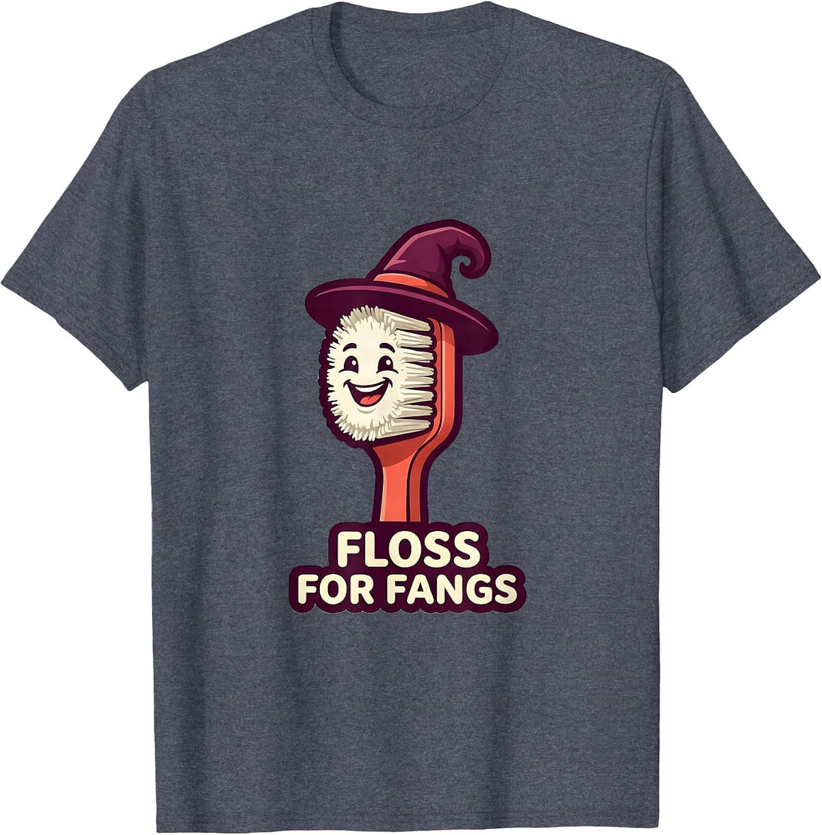 Floss For Fangs Funny Dentist Halloween Dental Hygienist T-Shirt - Heather Blue