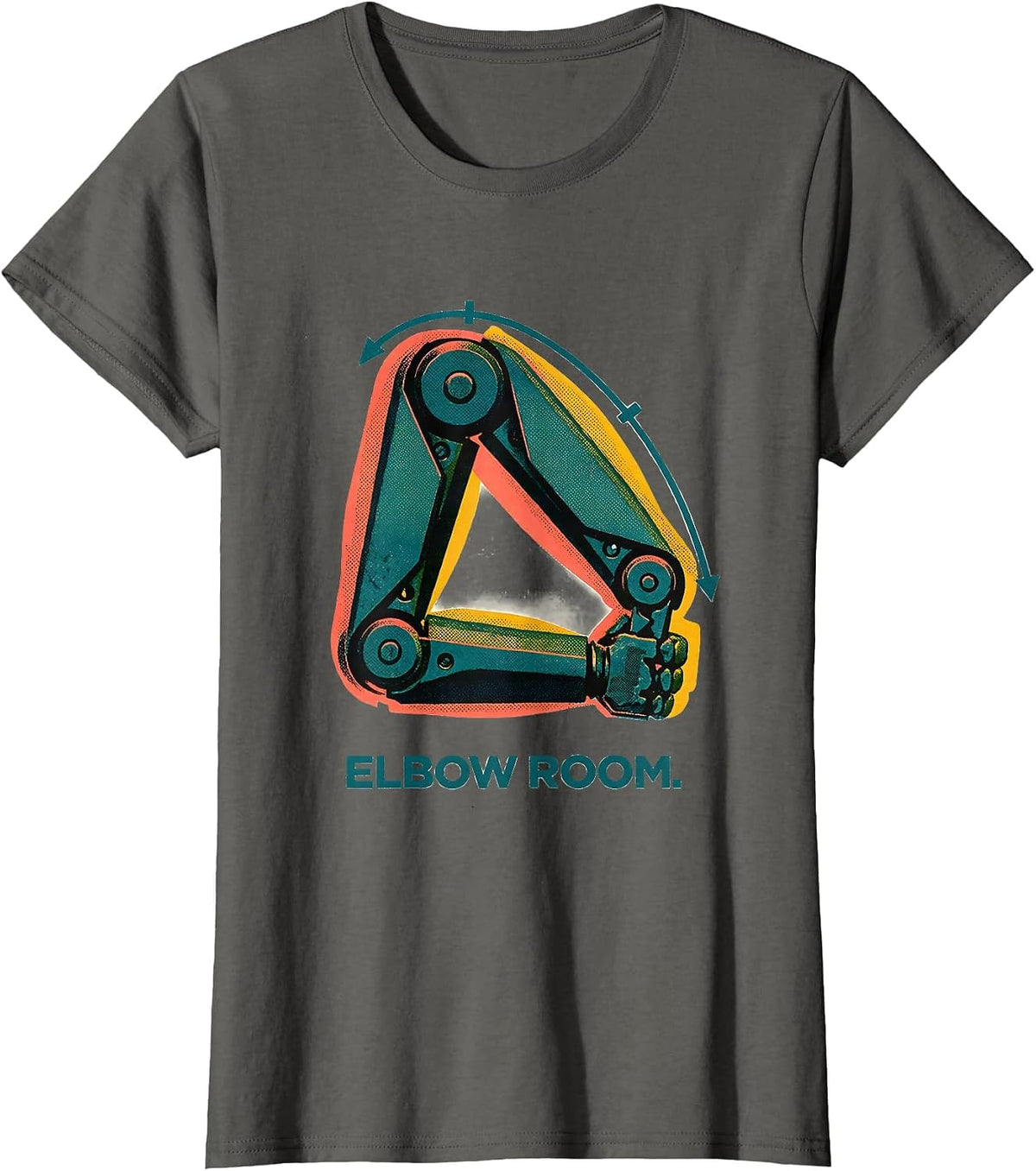 Women's Elbow Room Risograph Physical Therapist OT Humor Gift T-Shirt - Asphalt Grey