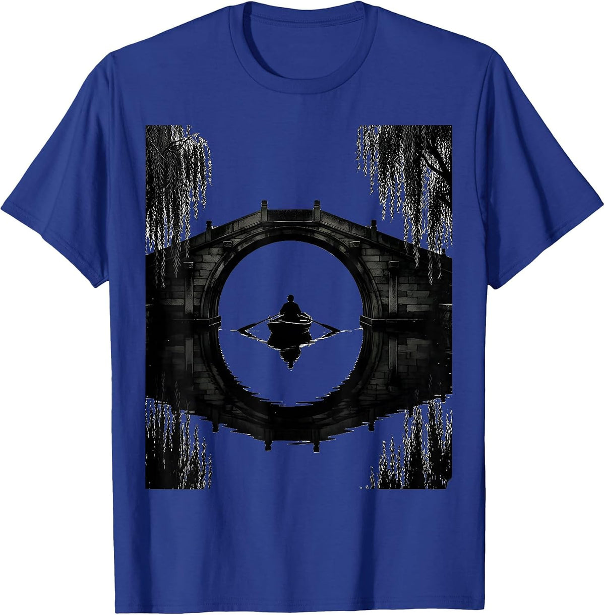Central Park Rowboat Under Bridge New York T-Shirt - Royal Blue