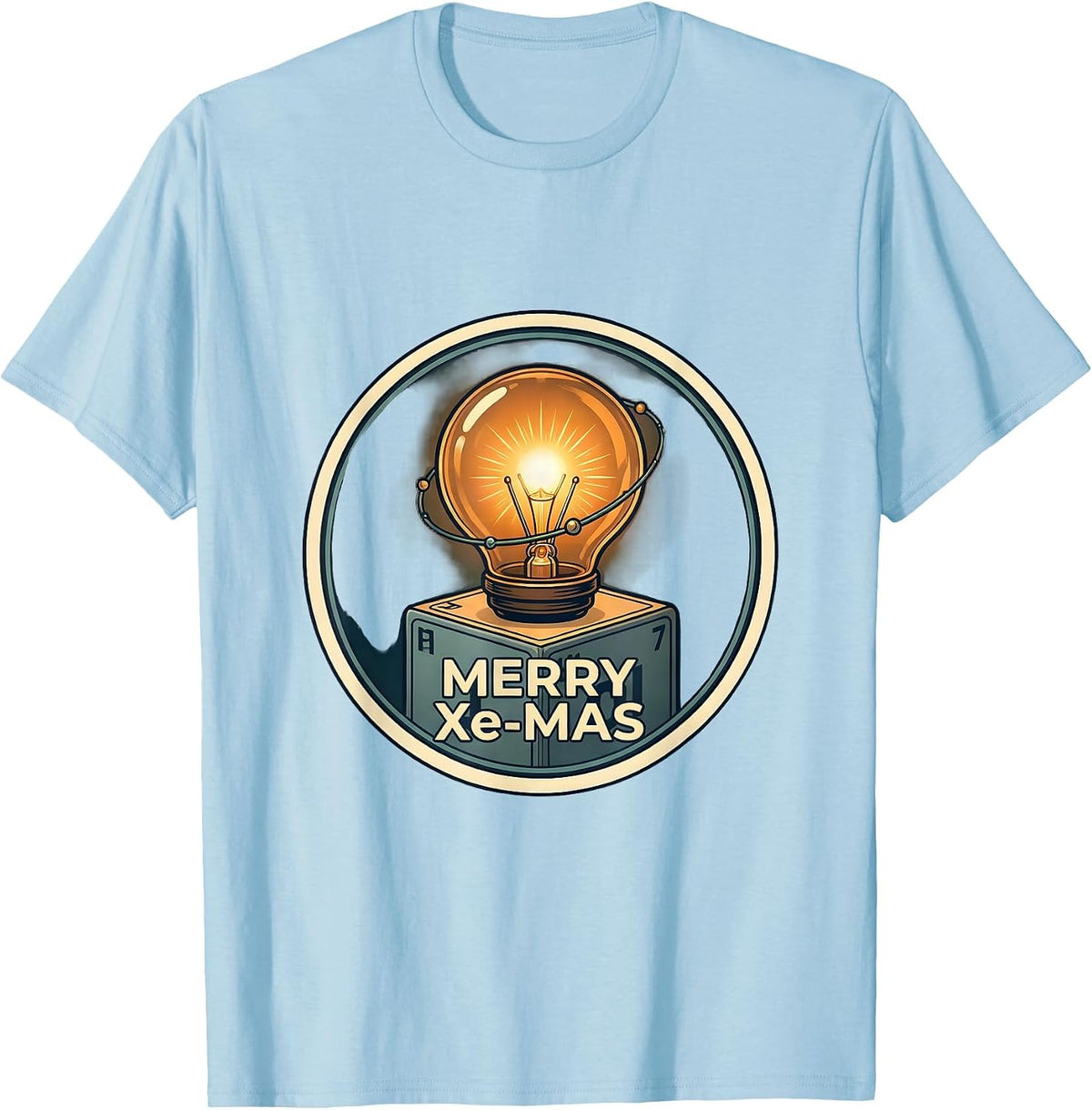 Men's Merry Xe-mas Funny Periodic Table Chemistry Nerd Humor T-Shirt - Baby Blue