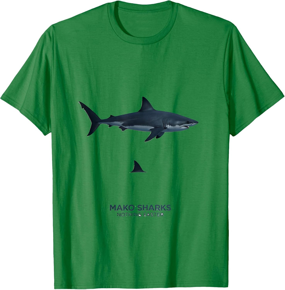 Men's Mako Sharks Nothing Faster Minimalist Shark Lover Ocean T-Shirt - Kelly Green