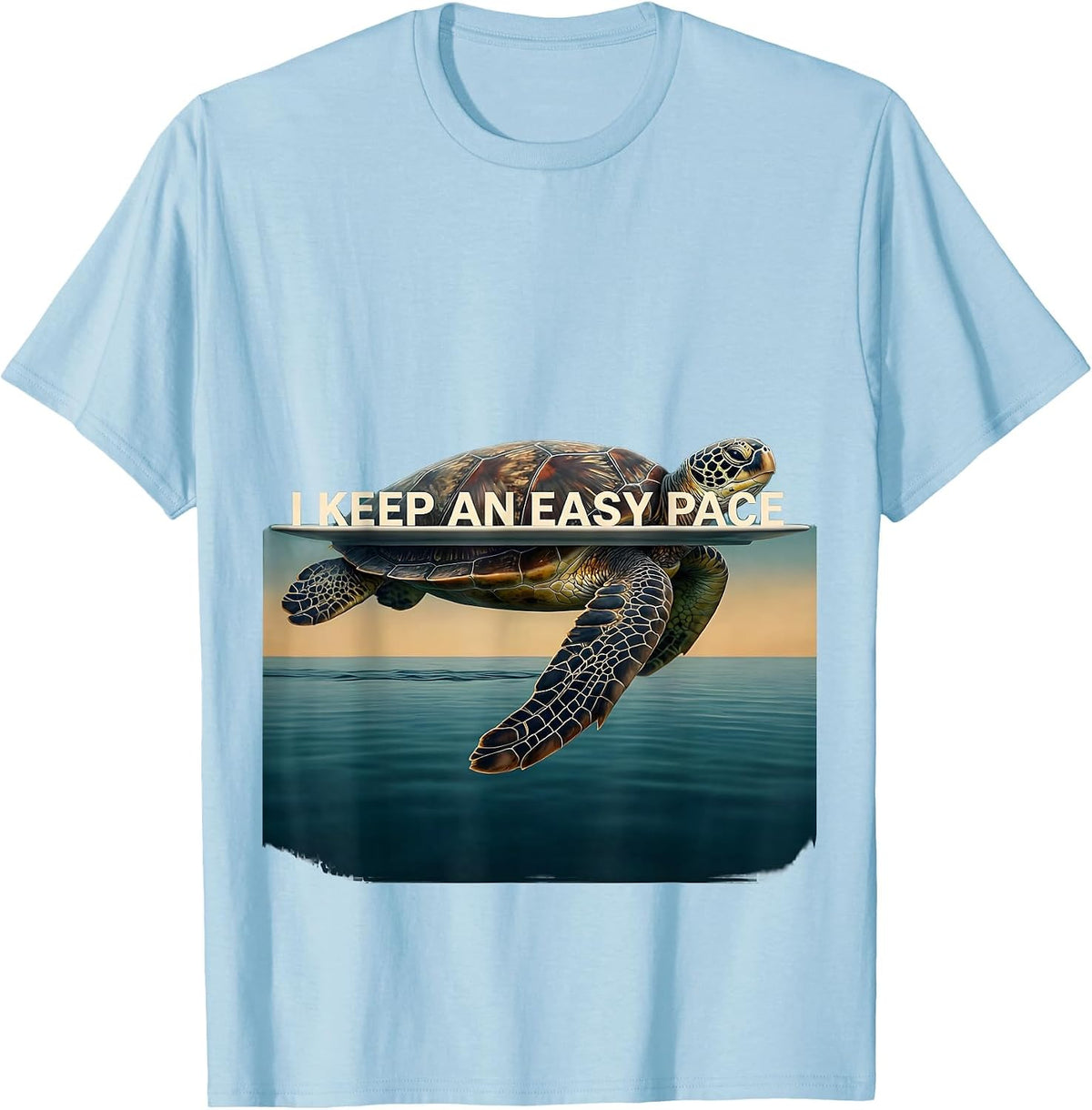 Men's I Keep An Easy Pace Sea Turtle Ocean Animal Lover Casual T-Shirt - Baby Blue