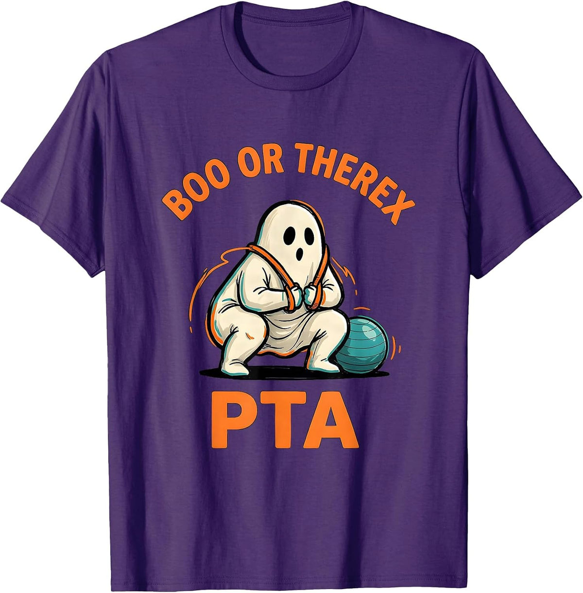 Men's Boo Or TherEx PTA Funny Physical Therapist Halloween Ghost T-Shirt - Purple