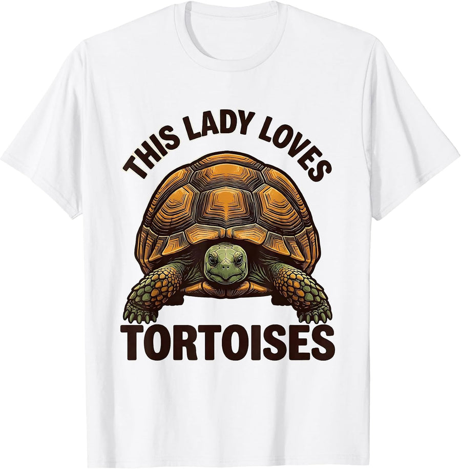 Men's This Lady Loves Tortoises Funny Reptile Lover Screenprint T-Shirt - White