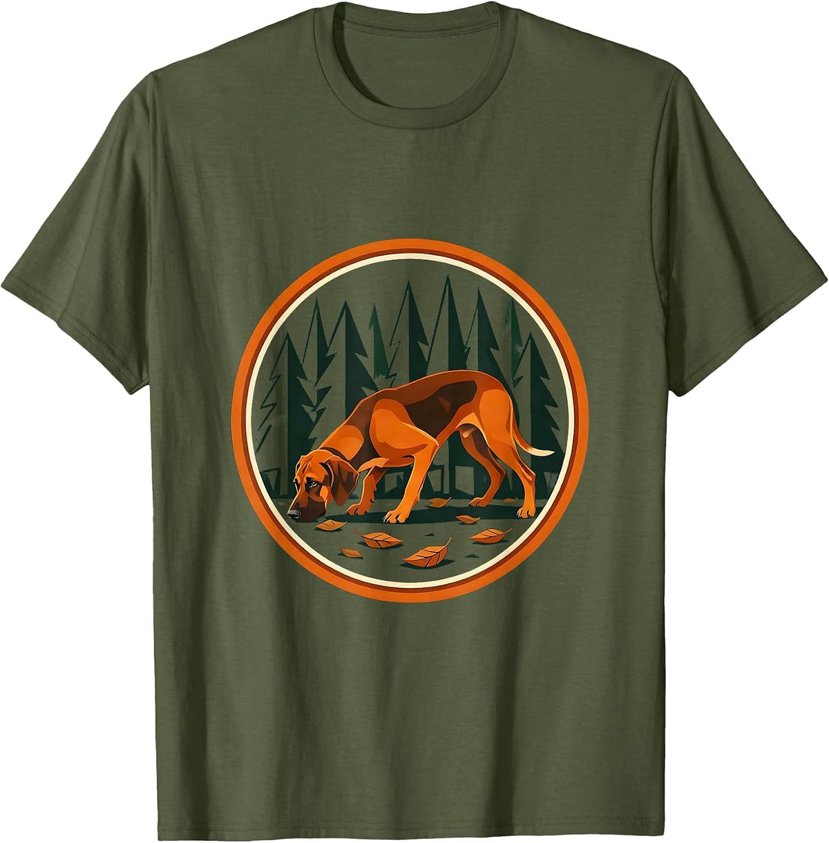 Men's Bloodhound On The Trail Hunting Graphic T-Shirt - Olive Green