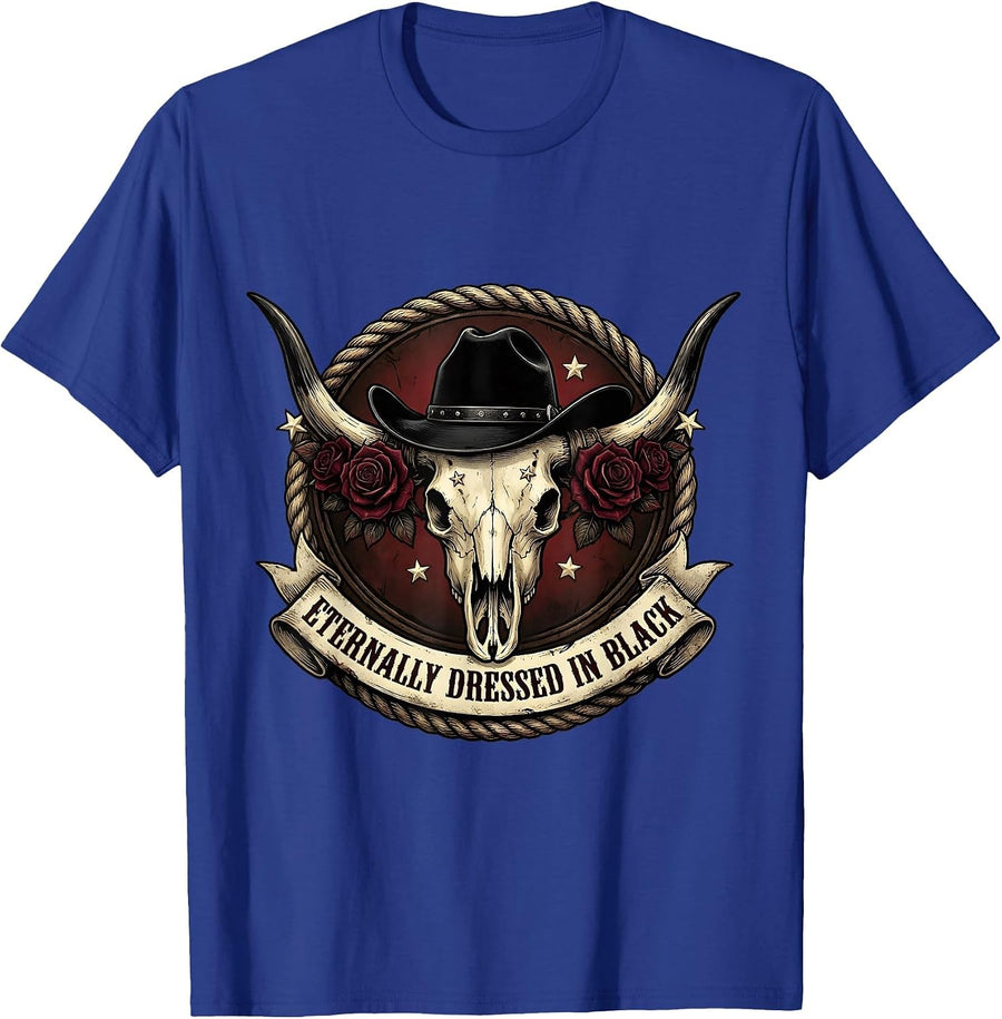 Eternally Dressed in Black Goth Dark Aesthetic T-Shirt - Royal Blue
