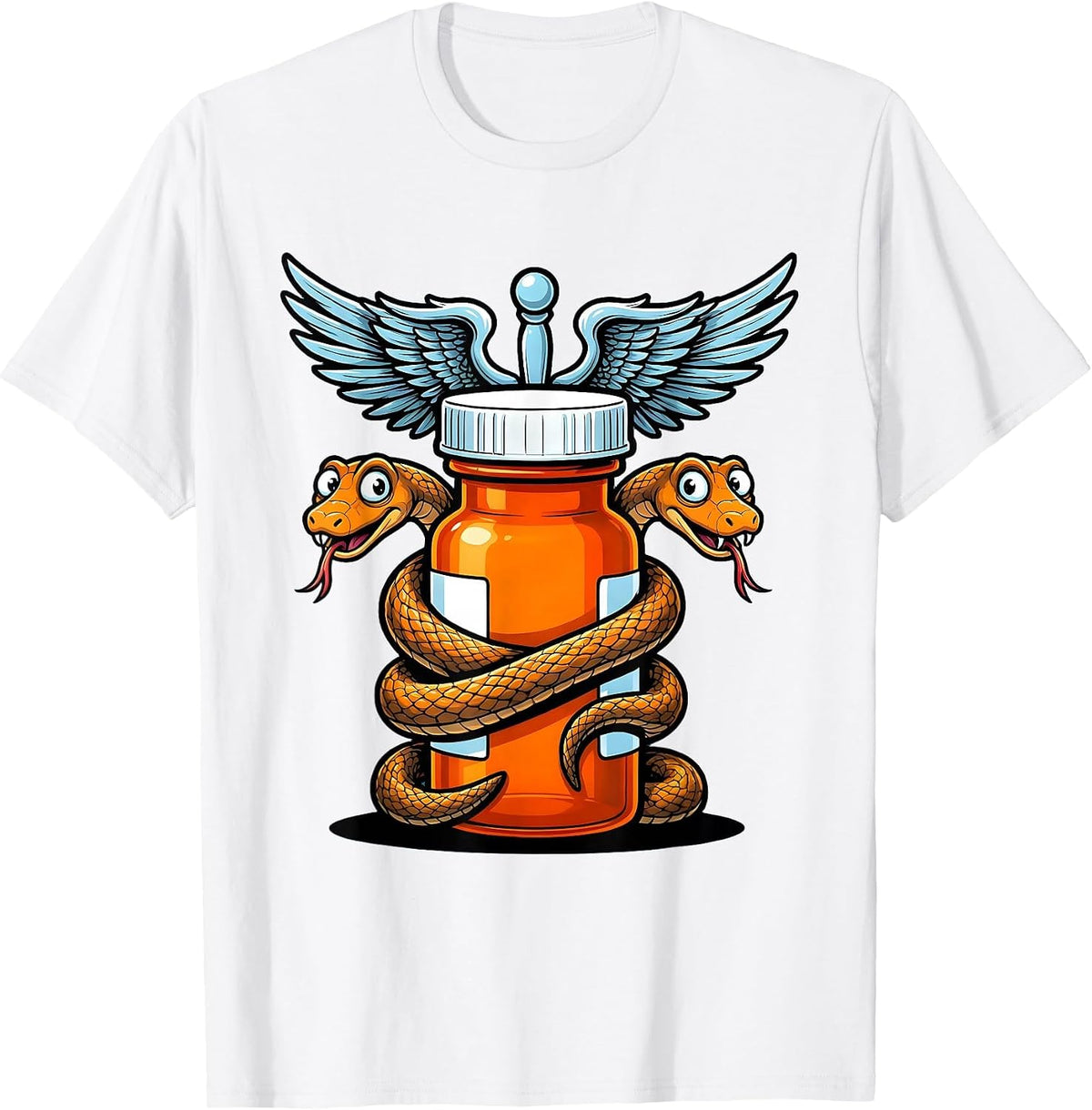 Men's Pharmacy Technician Caduceus Prescription Bottle T-Shirt - White