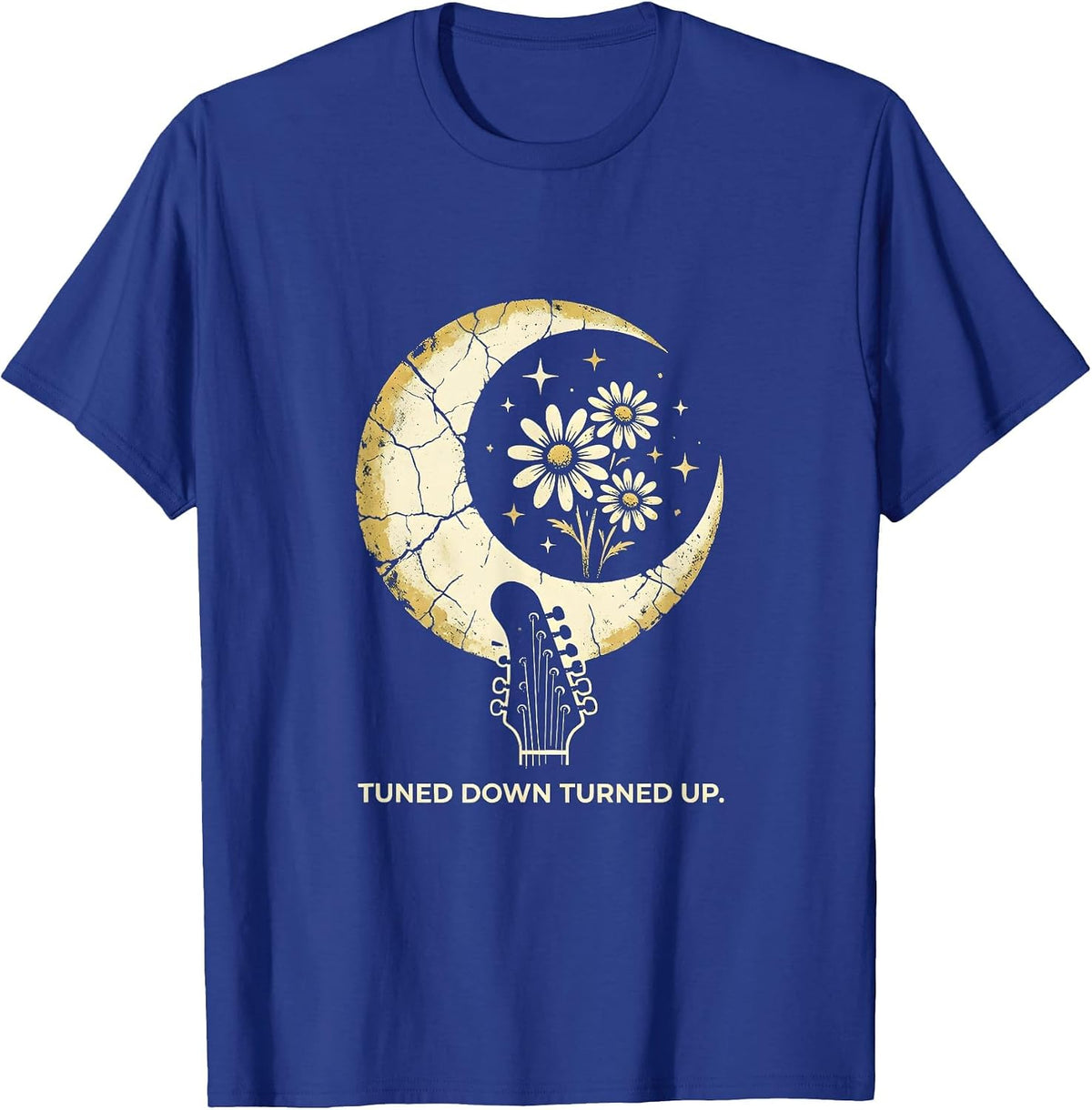 Tuned Down Turned Up Metal Band Graphic Design T-Shirt - Royal Blue