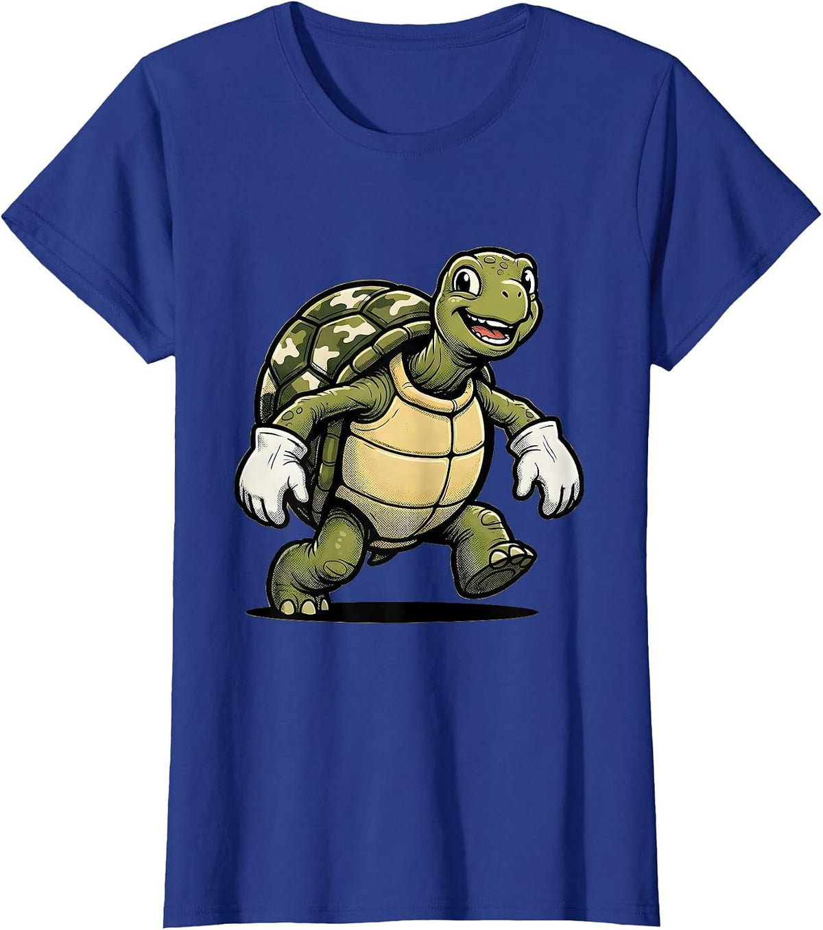 Women's Tiny Turtle Camo Shell Kids Graphic Tee T-Shirt - Royal Blue