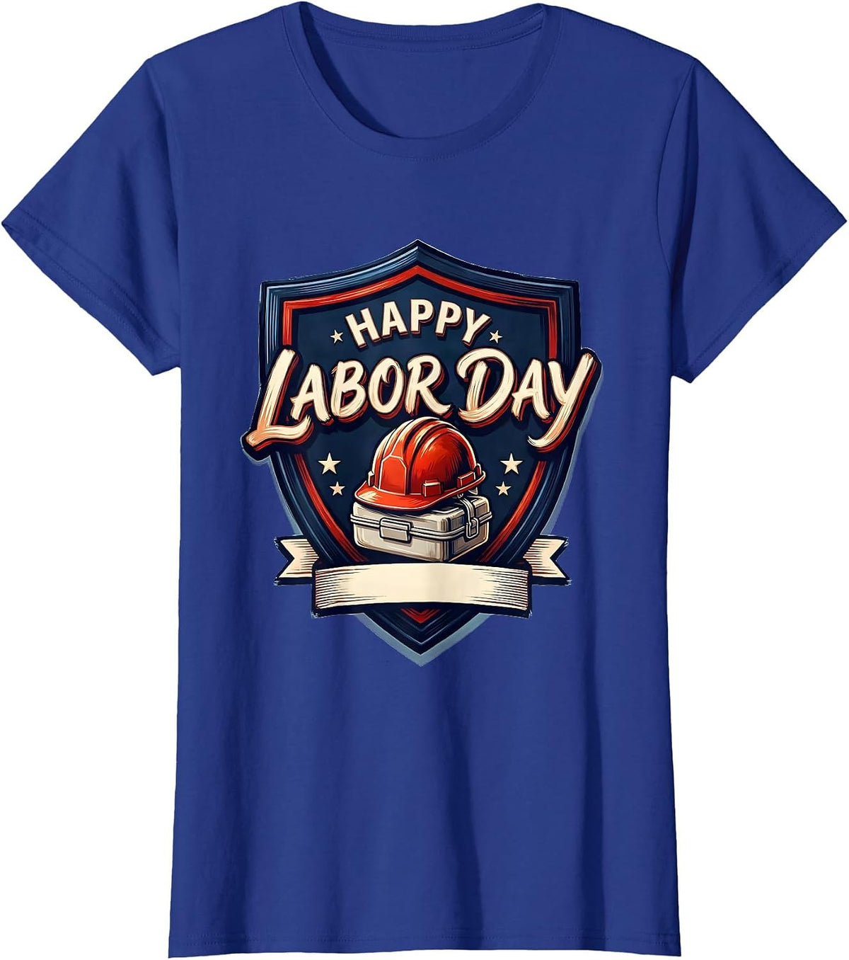 Women's Happy Labor Day Patriotic Union Worker Pride Graphic T-Shirt - Royal Blue