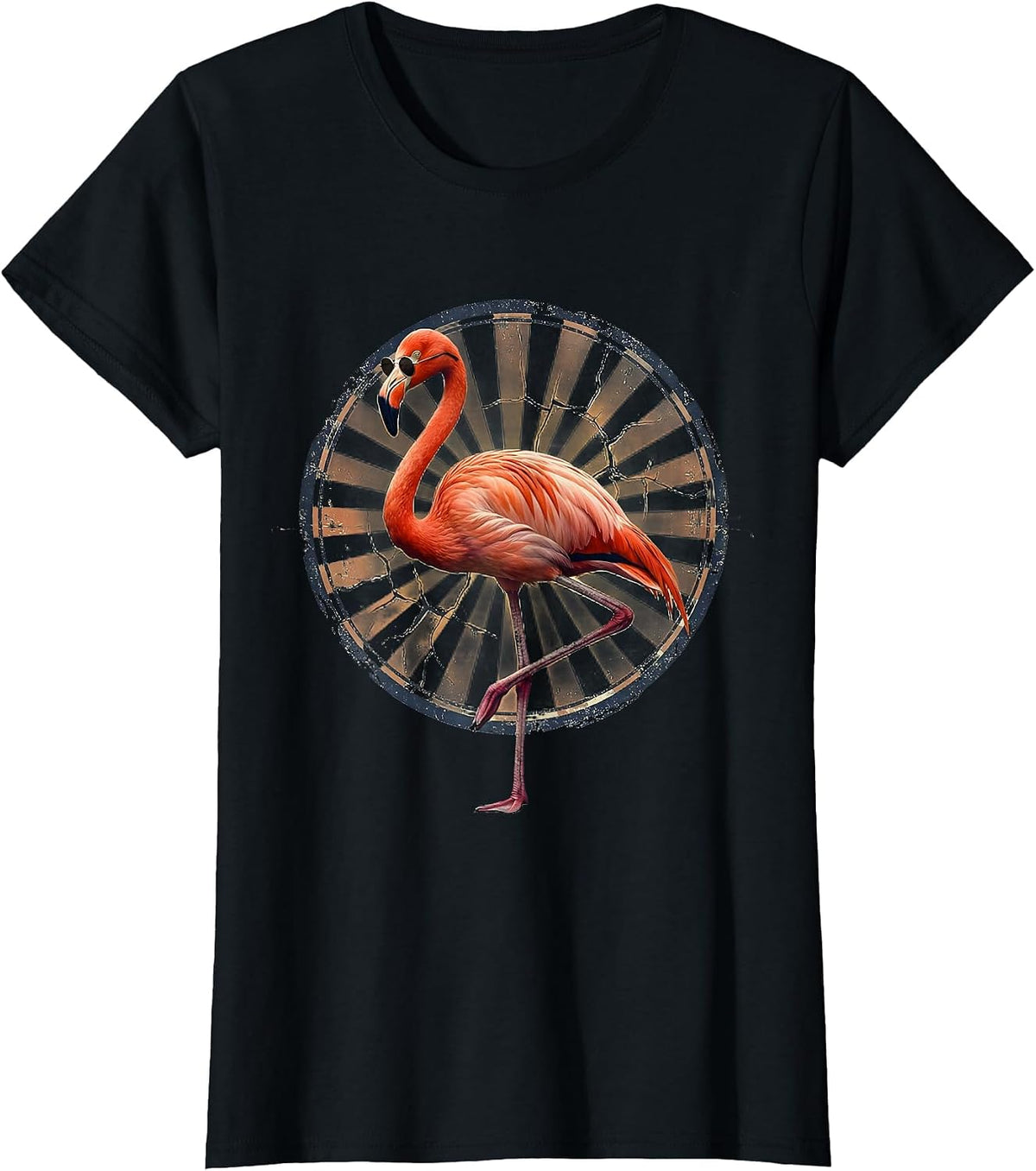 Pink Flamingo Sunglasses Vintage Novelty Group Vacation T-Shirt - Black