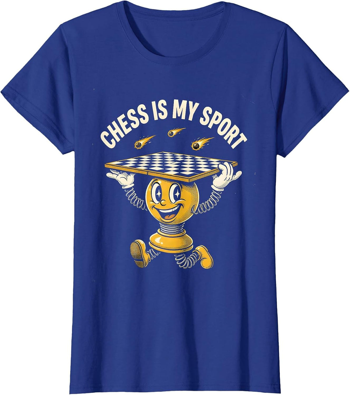 Women's Chess Is My Sport Retro Cartoon Chess Player Lover Humor T-Shirt - Royal Blue