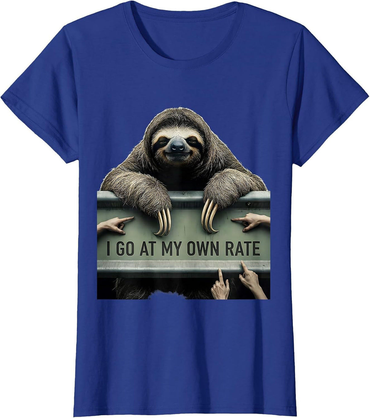 Women's I Go At My Own Rate Funny Sloth Lover Animal Humor Gift T-Shirt - Royal Blue
