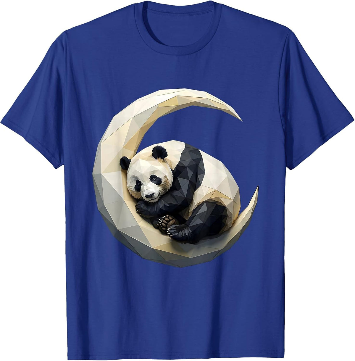Men's Sleeping Panda Crescent Moon Cute Graphic Tee T-Shirt - Royal Blue