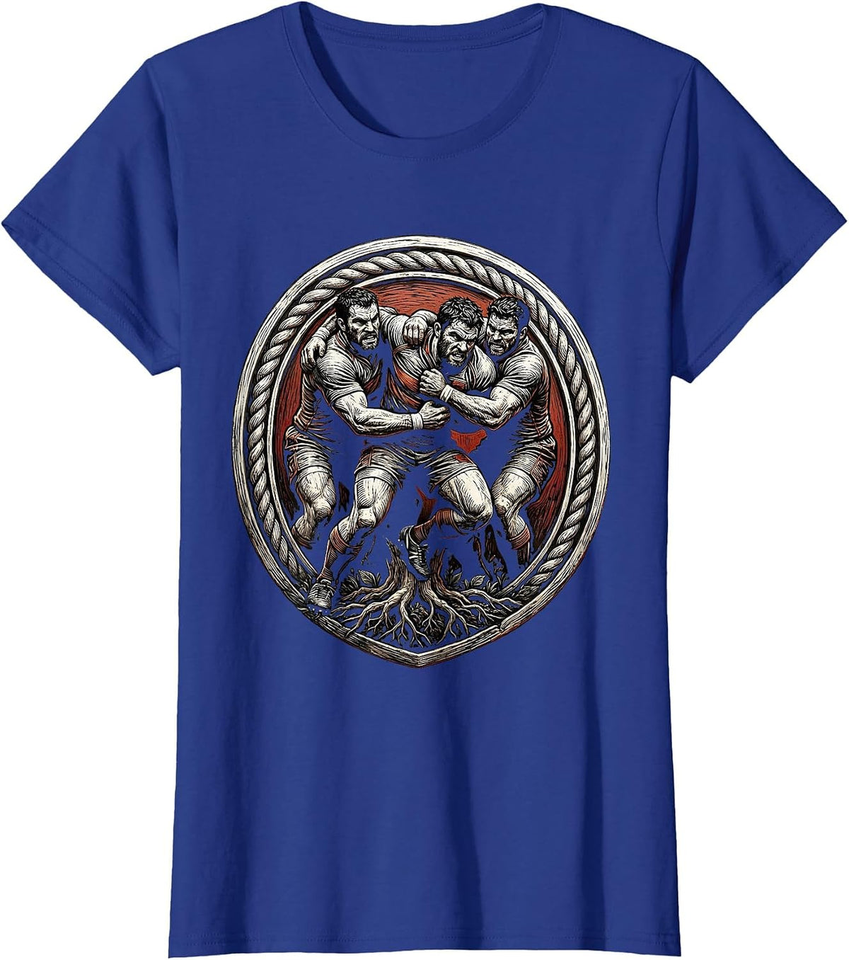 Women's Rugby Maul Formation Graphic Illustration T-Shirt - Royal Blue