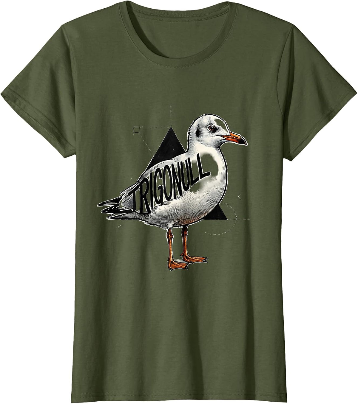 Women's Trigonull Triangle Seagull Bird Pun Funny Math Teacher T-Shirt - Olive Green