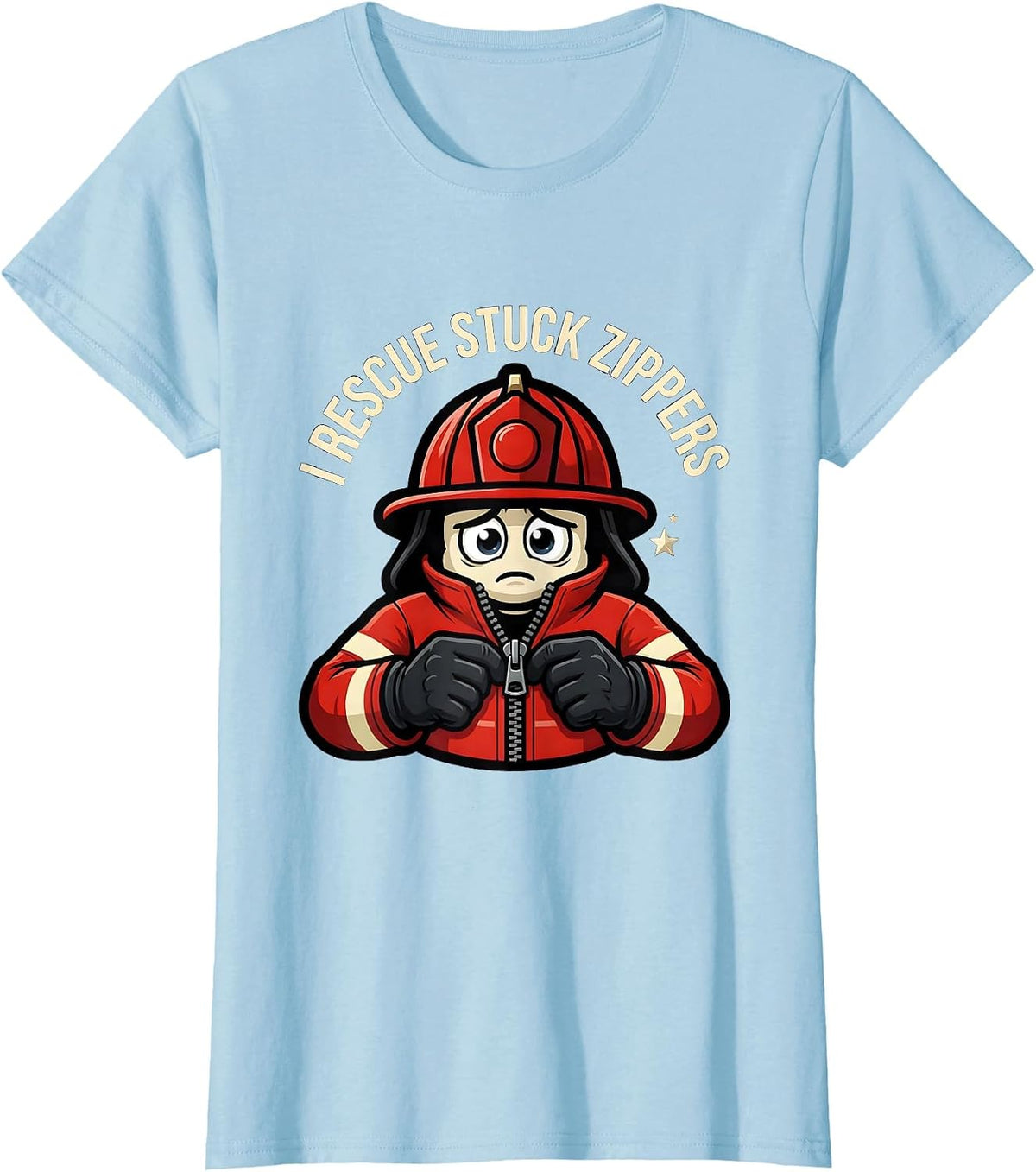 I Rescue Stuck Zippers Funny Firefighter Christmas Humor T-Shirt - Baby Blue