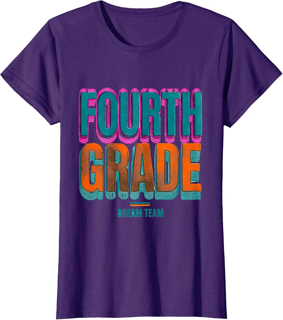 Women's Fourth Grade Dream Team Cheerful Back to School Teacher T-Shirt - Purple